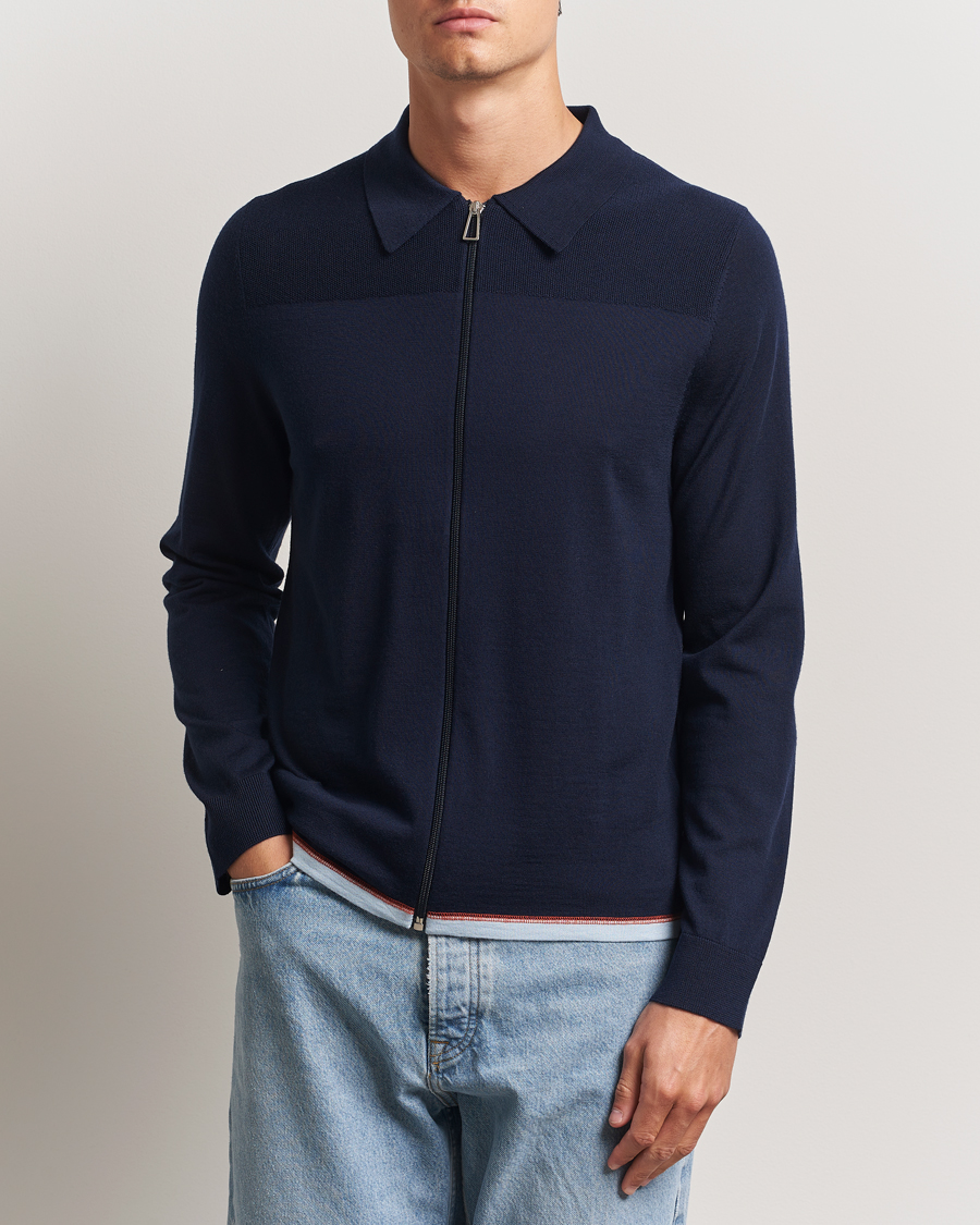 Hombres | Jerséis y prendas de punto | PS Paul Smith | Merino Knitted Full Zip Navy