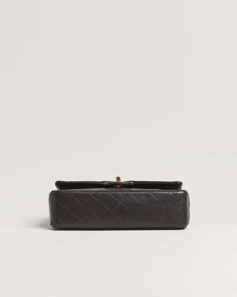 Hombres | Chanel Pre-Owned Classic Double Flap Medium Lambskin Black | Chanel Pre-Owned | Classic Double Flap Medium Lambskin Black