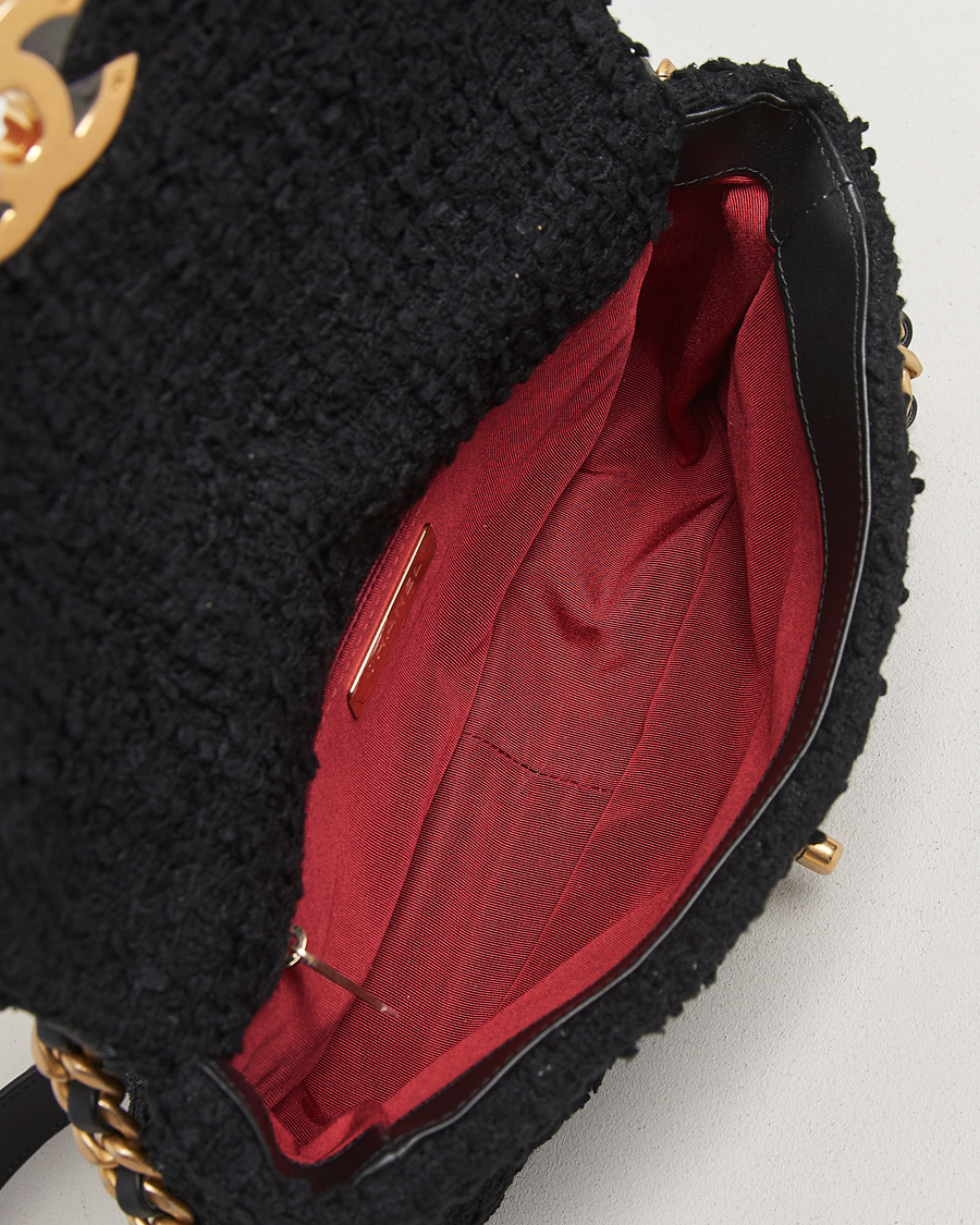 Hombres | Chanel Pre-Owned Chanel 19 Tweed Handbag Black | Chanel Pre-Owned | Chanel 19 Tweed Handbag Black