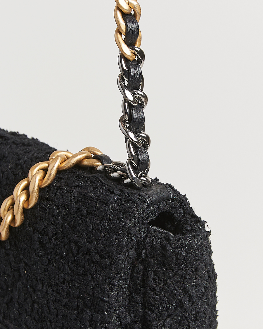 Hombres | Chanel Pre-Owned Chanel 19 Tweed Handbag Black | Chanel Pre-Owned | Chanel 19 Tweed Handbag Black