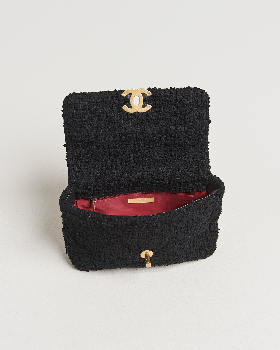 Hombres | Chanel Pre-Owned Chanel 19 Tweed Handbag Black | Chanel Pre-Owned | Chanel 19 Tweed Handbag Black