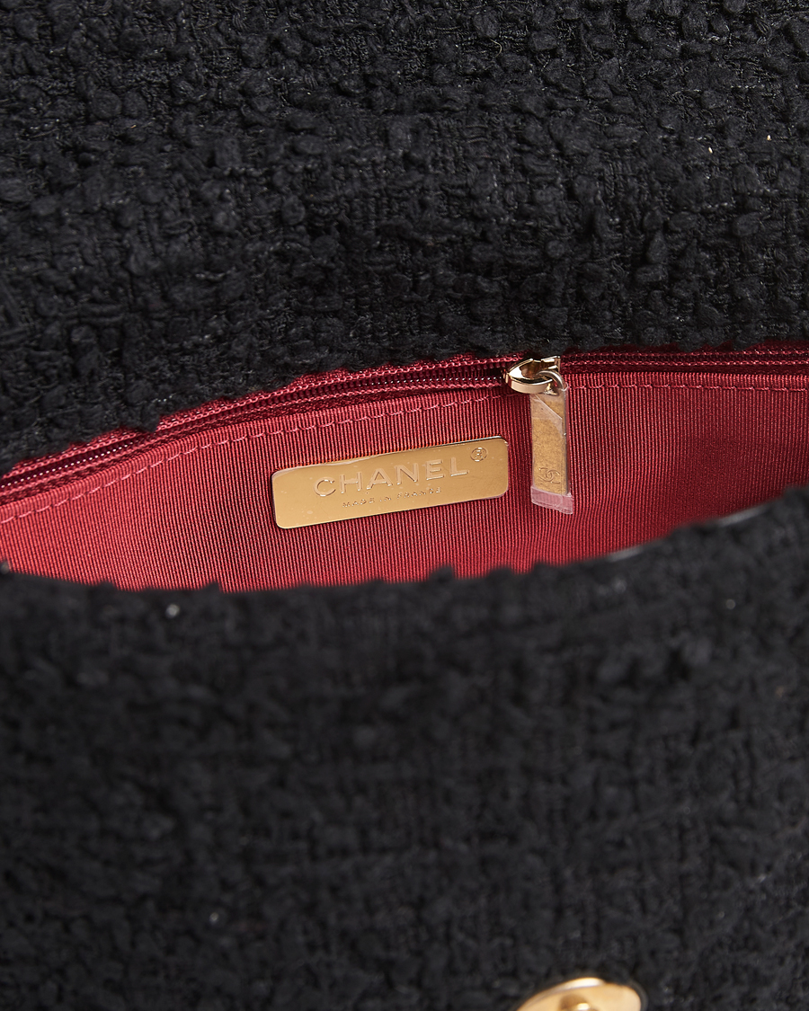 Hombres | Chanel Pre-Owned Chanel 19 Tweed Handbag Black | Chanel Pre-Owned | Chanel 19 Tweed Handbag Black