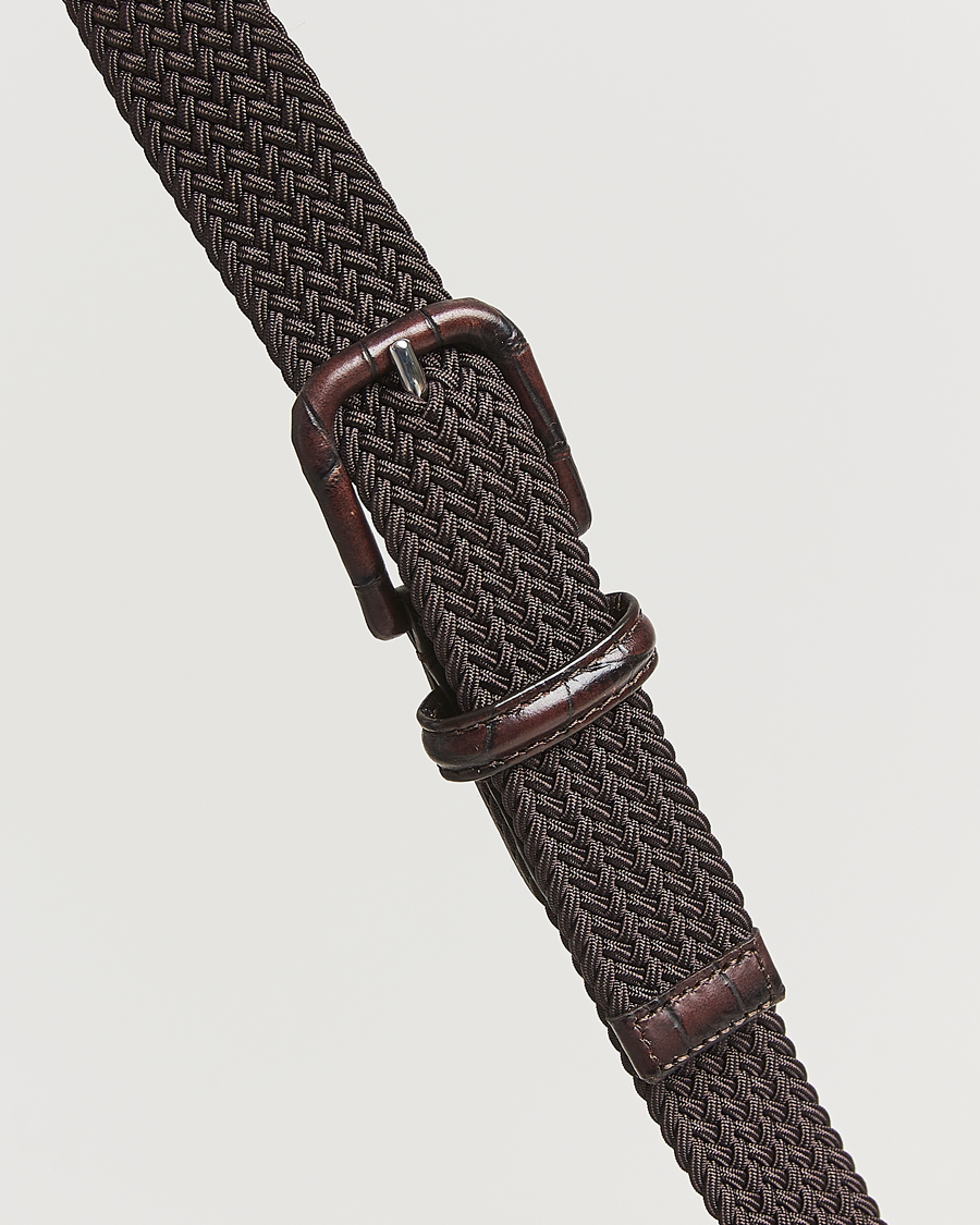 Hombres | Cinturones | Anderson's | Stretch Woven Leather Buckle 3 cm Belt Brown
