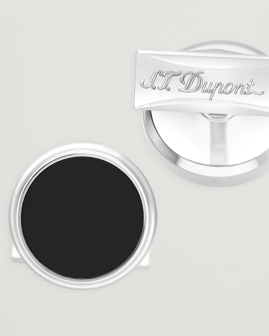 Hombres | Gemelos | S.T. Dupont | Cufflink Round Black/Pall Silver
