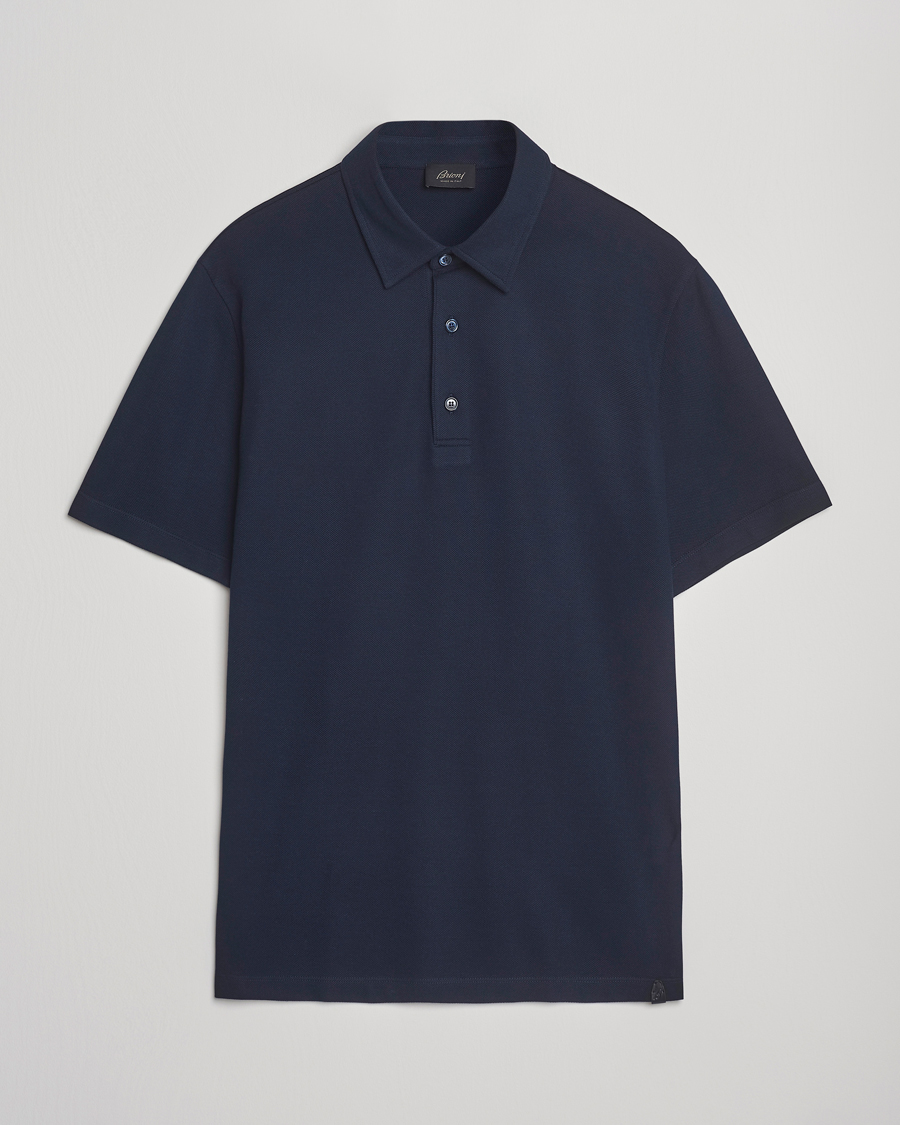 Hombres | Polos | Brioni | Short Sleeve Polo Piquet Navy