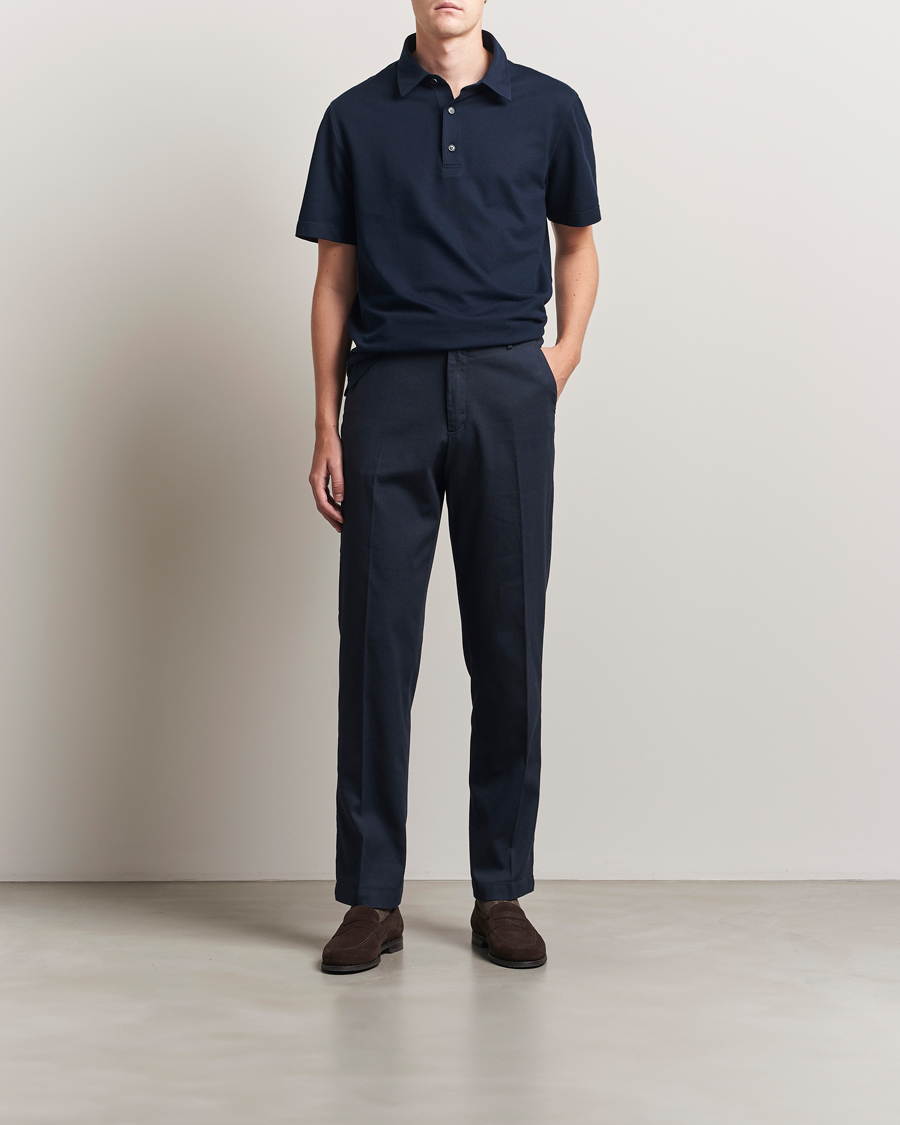 Hombres | Polos | Brioni | Short Sleeve Polo Piquet Navy