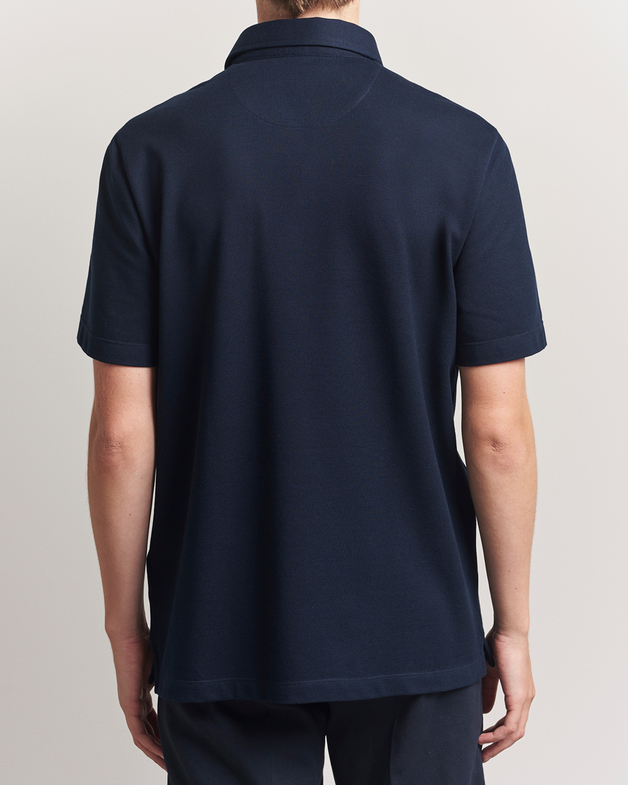 Hombres | Polos | Brioni | Short Sleeve Polo Piquet Navy