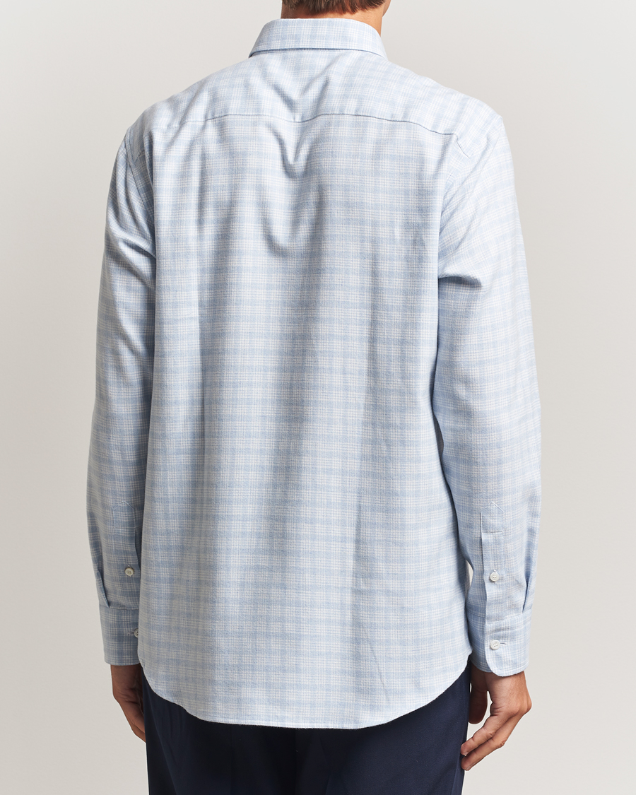 Hombres | Camisas | Brioni | Check Flannel Shirt Light Blue