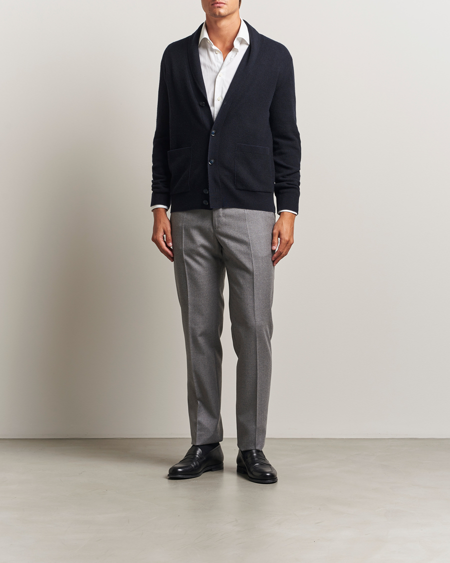 Hombres | Jerséis y prendas de punto | Brioni | Cashmere Shawl Cardigan Navy