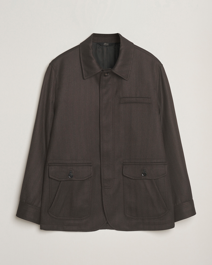 Hombres | Abrigos y chaquetas | Brioni | Herringbone Hunting Jacket Dark Brown