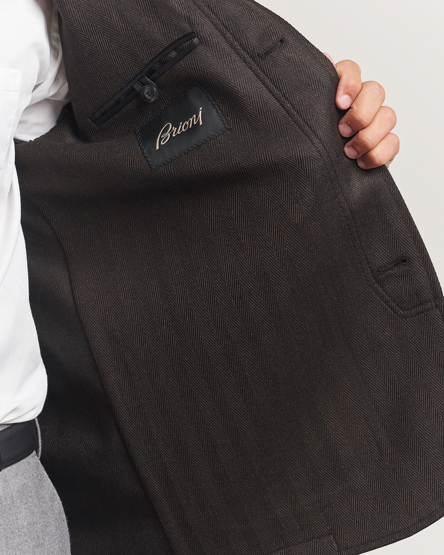 Hombres | Abrigos y chaquetas | Brioni | Herringbone Hunting Jacket Dark Brown