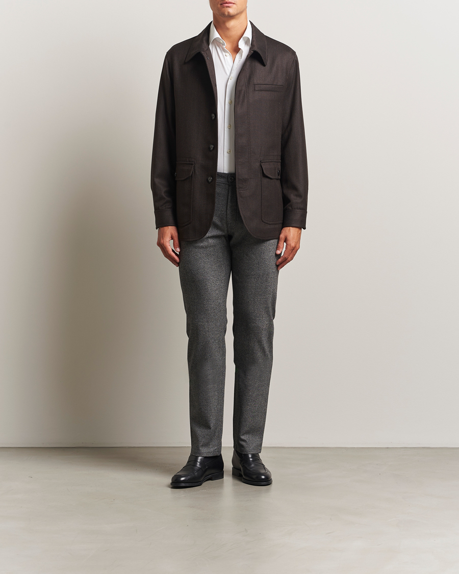 Hombres | Pantalones | Brioni | 5-Pocket Flannel Pants Grey Melange
