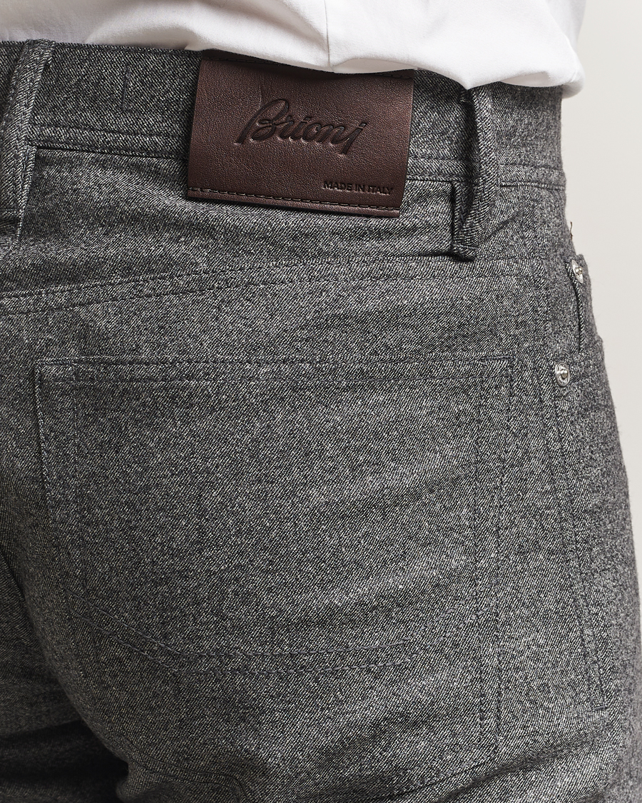 Hombres | Pantalones | Brioni | 5-Pocket Flannel Pants Grey Melange