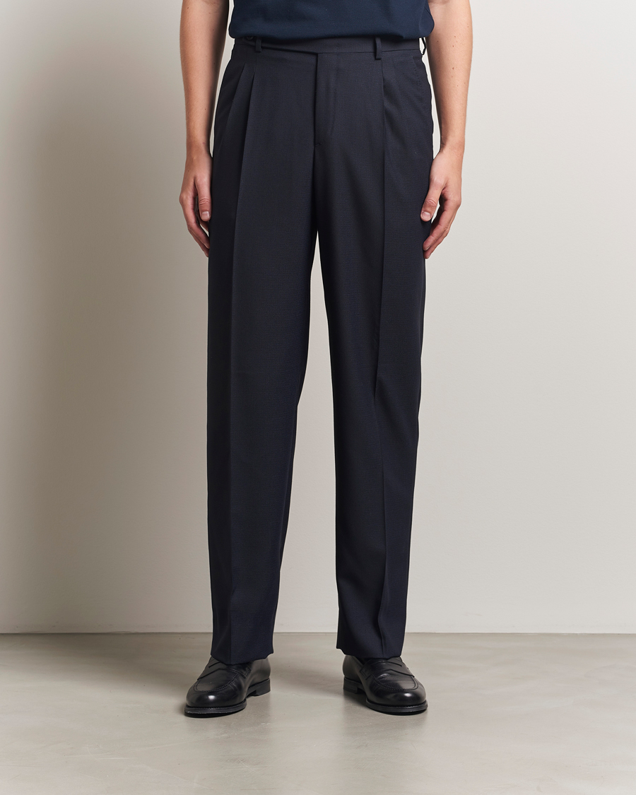 Hombres | Pantalones | Brioni | Capri Wool Trousers Navy
