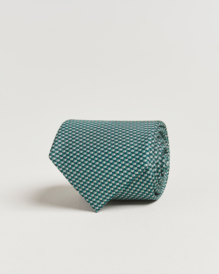 Hombres | Brioni Printed Silk Tie Green | Brioni | Printed Silk Tie Green