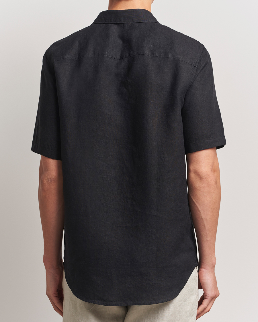 Hombres | Camisas | NN07 | Enzo Linen Short Sleeve Shirt Black