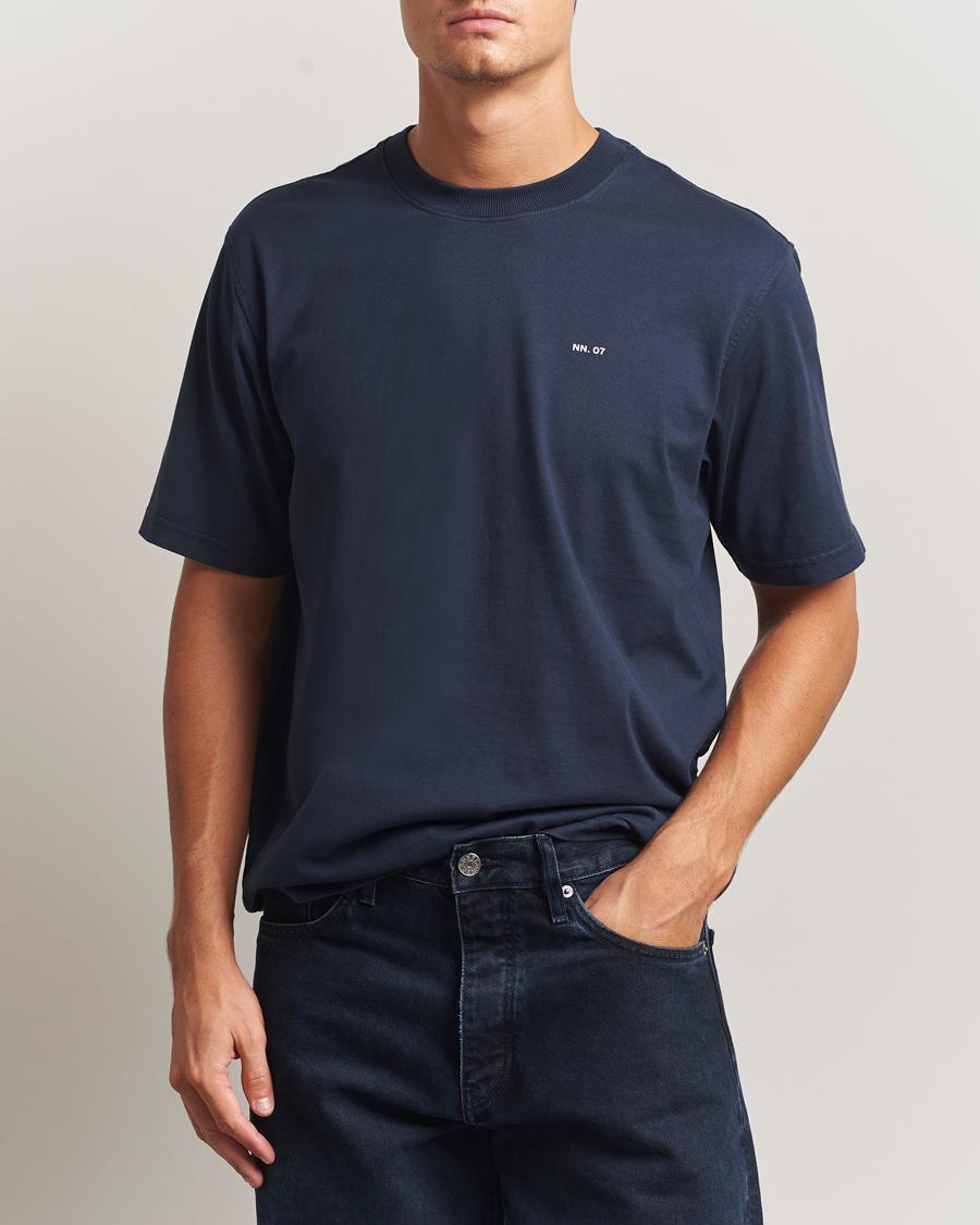 Hombres | Camisetas | NN07 | Abel Logo Crew Neck T-Shirt Navy