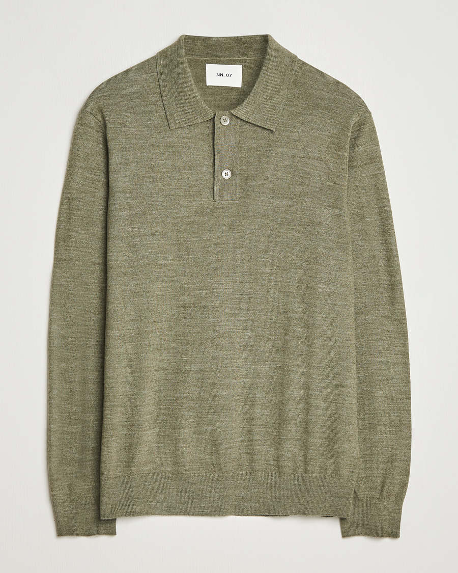 Hombres | Jerséis y prendas de punto | NN07 | Serge Wool Knitted Polo Capers Green