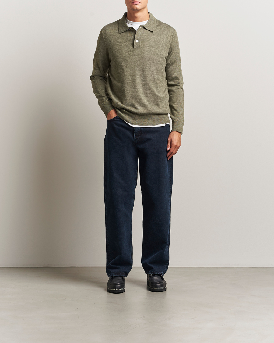 Hombres | Jerséis y prendas de punto | NN07 | Serge Wool Knitted Polo Capers Green