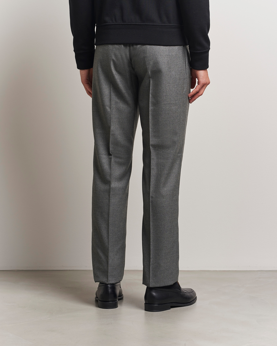 Hombres | Pantalones | Ralph Lauren Purple Label | Worsted Flannel Trousers Light Grey
