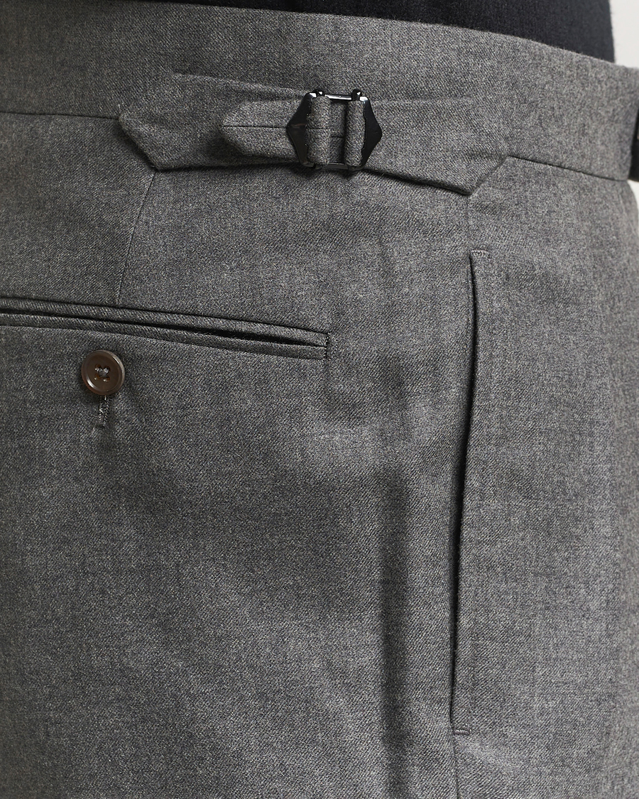 Hombres | Pantalones | Ralph Lauren Purple Label | Worsted Flannel Trousers Light Grey