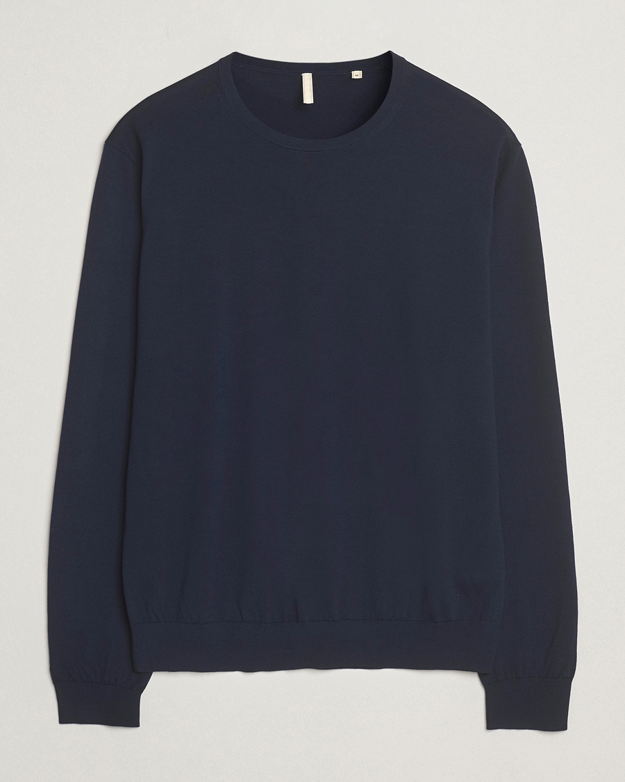 Hombres | Jerséis y prendas de punto | Sunflower | Merino Crew Neck Navy