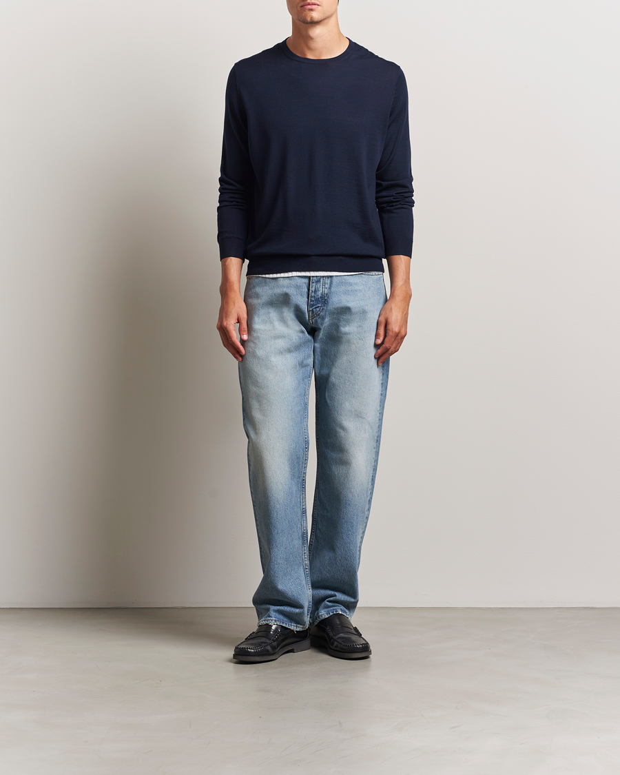 Hombres | Jerséis y prendas de punto | Sunflower | Merino Crew Neck Navy