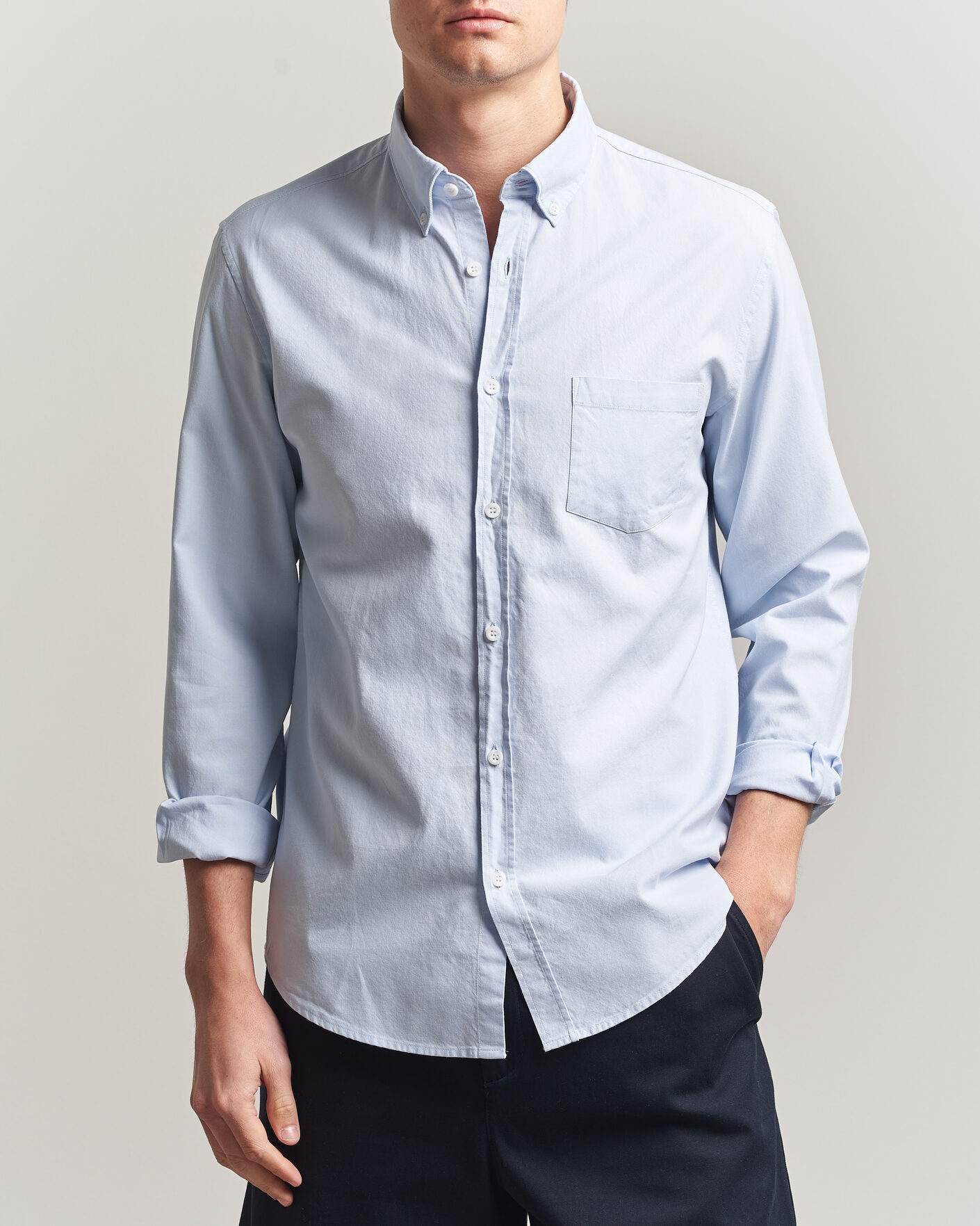Hombres | Camisas | Sunspel | Oxford Button Down Shirt Light Blue