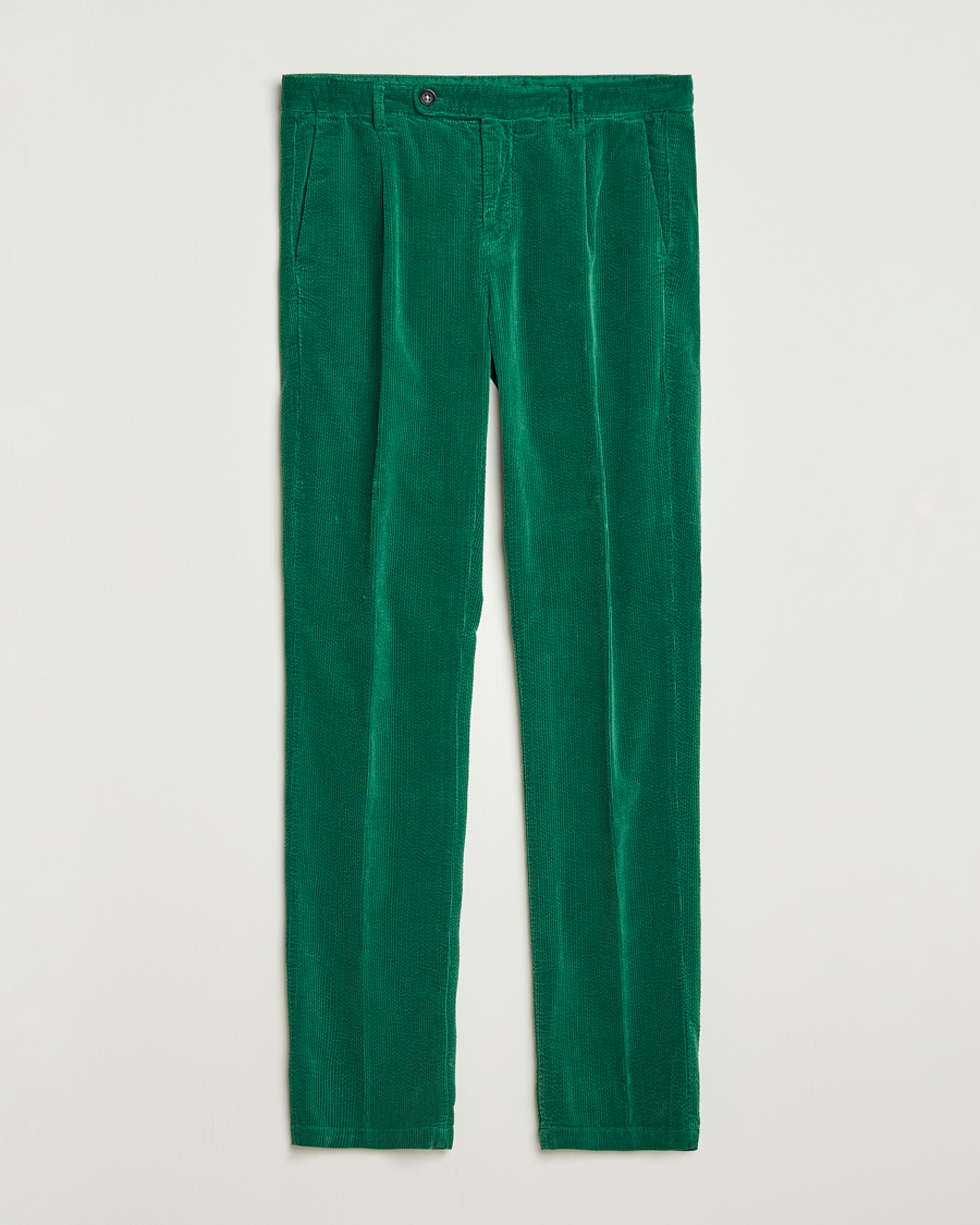 Hombres | Pantalones | Massimo Alba | Ionio Pleated Corduroy Pants Green