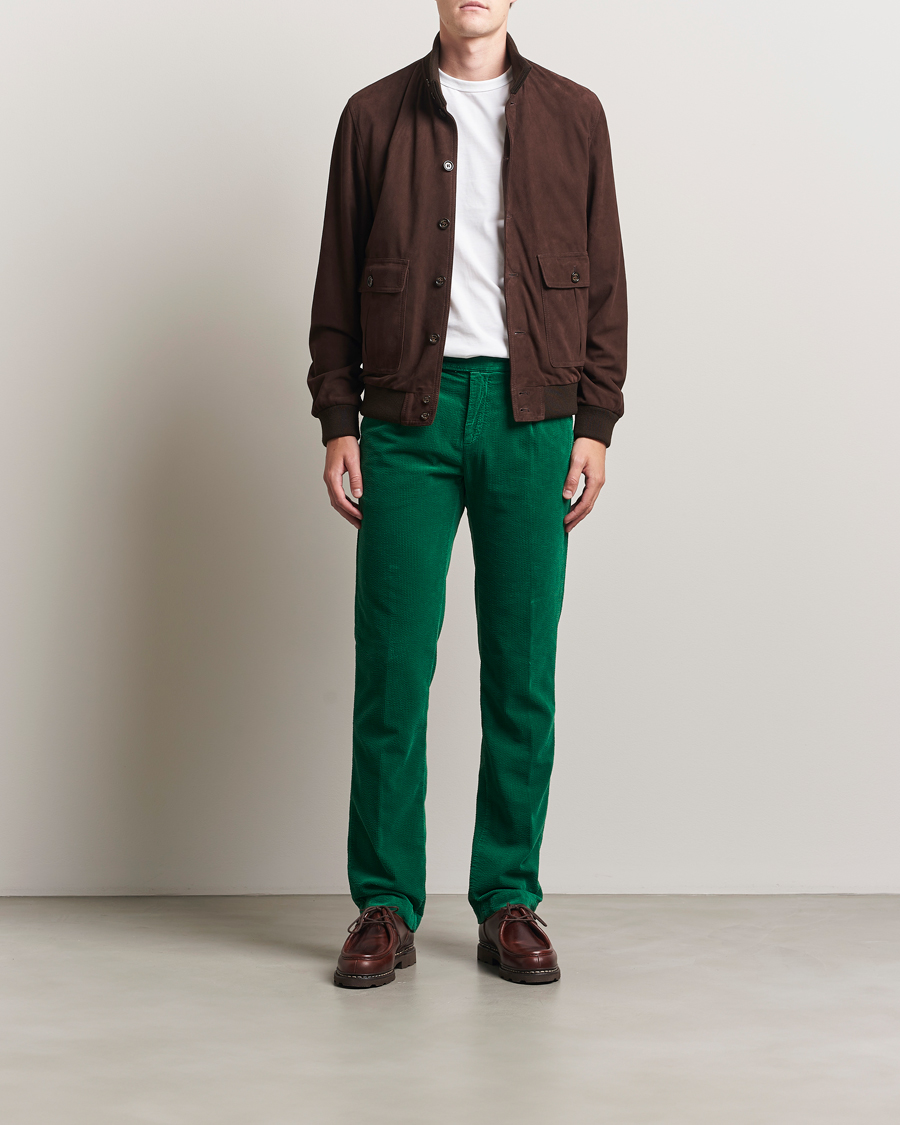 Hombres | Pantalones | Massimo Alba | Ionio Pleated Corduroy Pants Green