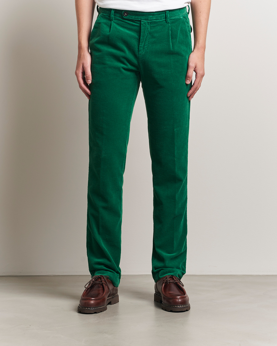 Hombres | Pantalones | Massimo Alba | Ionio Pleated Corduroy Pants Green