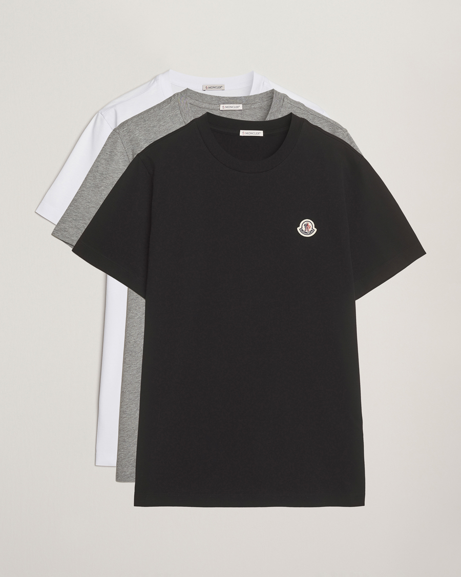 Hombres | Camisetas | Moncler | 3-Pack Logo T-Shirt Grey/White/Black
