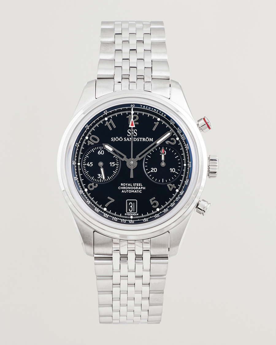 Hombres | Sjöö Sandström Royal Steel Chronograph 40mm Black Dial | Sjöö Sandström | Royal Steel Chronograph 40mm Black Dial