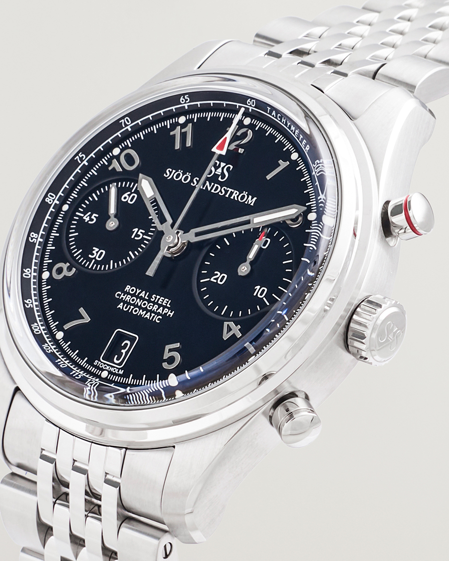 Hombres | Sjöö Sandström Royal Steel Chronograph 40mm Black Dial | Sjöö Sandström | Royal Steel Chronograph 40mm Black Dial