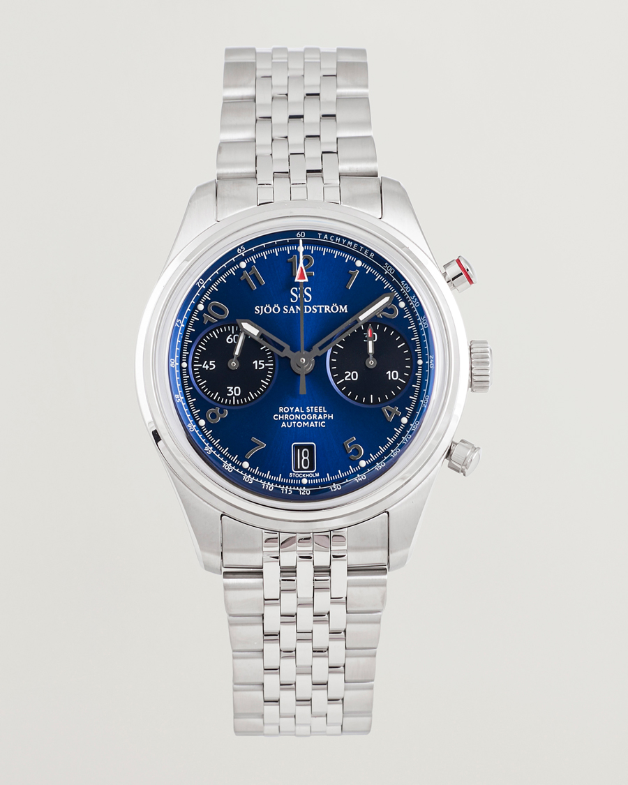 Hombres | Sjöö Sandström Royal Steel Chronograph 40mm Blue Dial | Sjöö Sandström | Royal Steel Chronograph 40mm Blue Dial