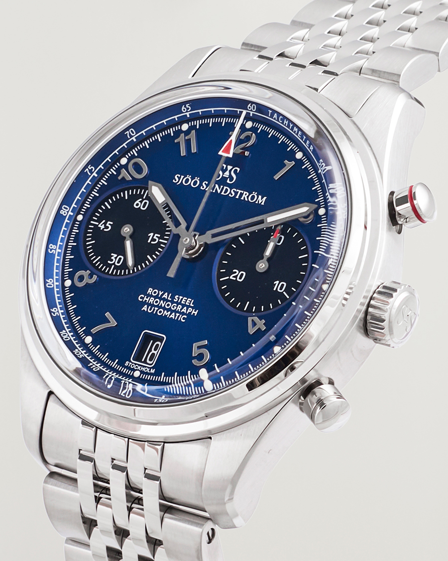 Hombres | Sjöö Sandström Royal Steel Chronograph 40mm Blue Dial | Sjöö Sandström | Royal Steel Chronograph 40mm Blue Dial