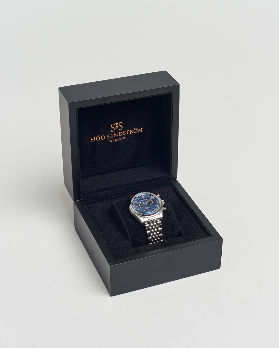 Hombres | Sjöö Sandström Royal Steel Chronograph 40mm Blue Dial | Sjöö Sandström | Royal Steel Chronograph 40mm Blue Dial