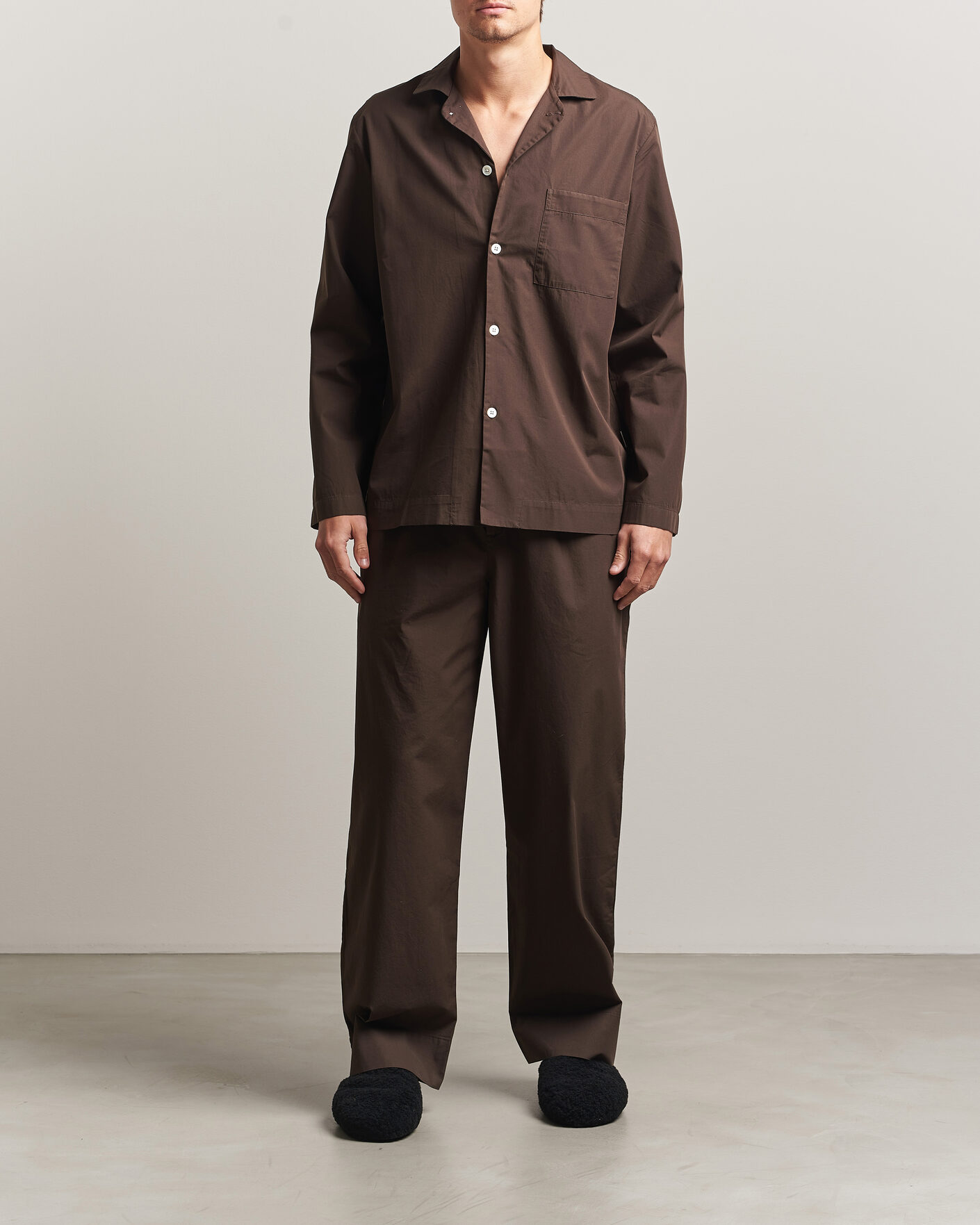 Hombres | Pijamas y batas | Tekla | Poplin Pyjama Shirt Coffee
