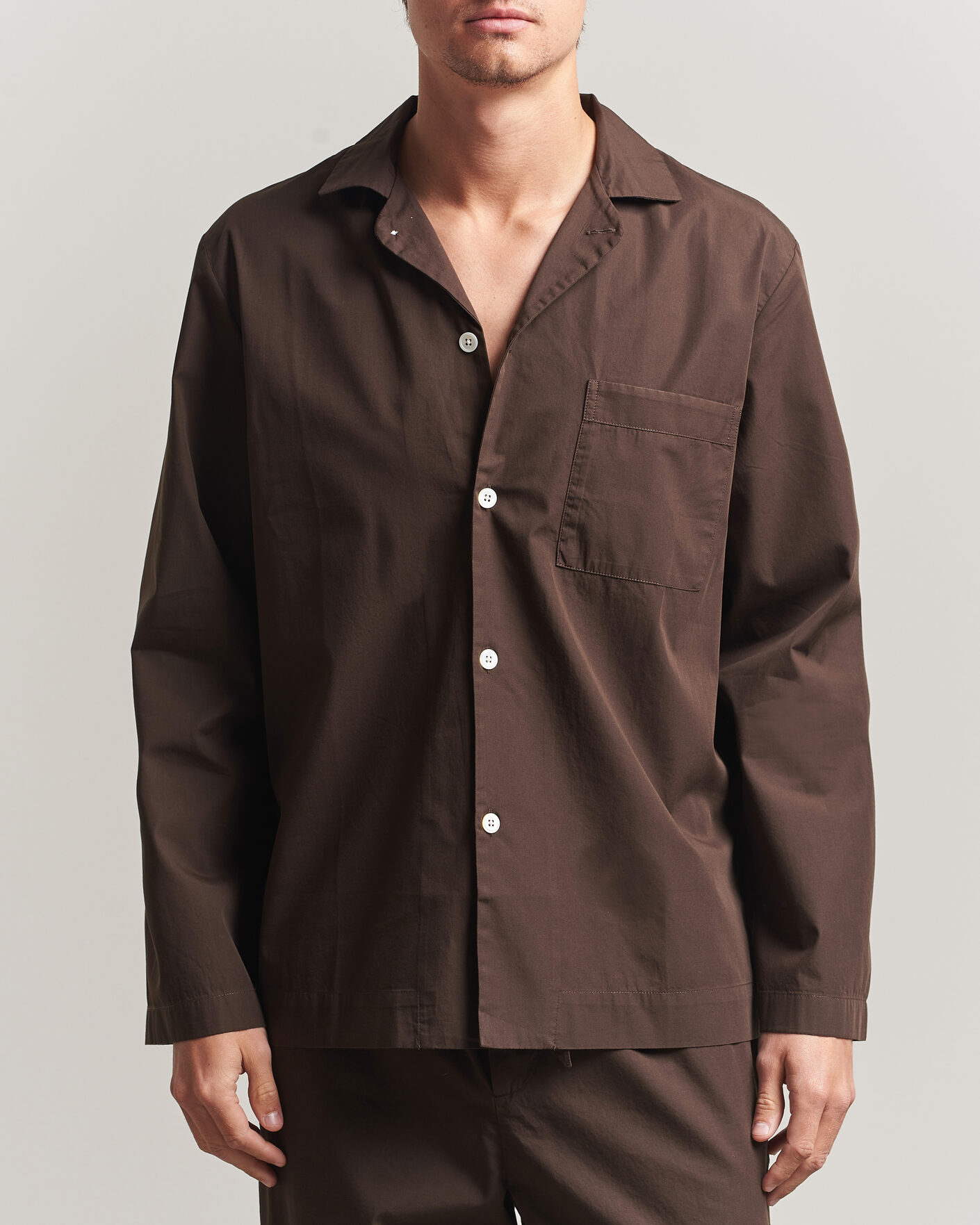 Hombres | Pijamas y batas | Tekla | Poplin Pyjama Shirt Coffee