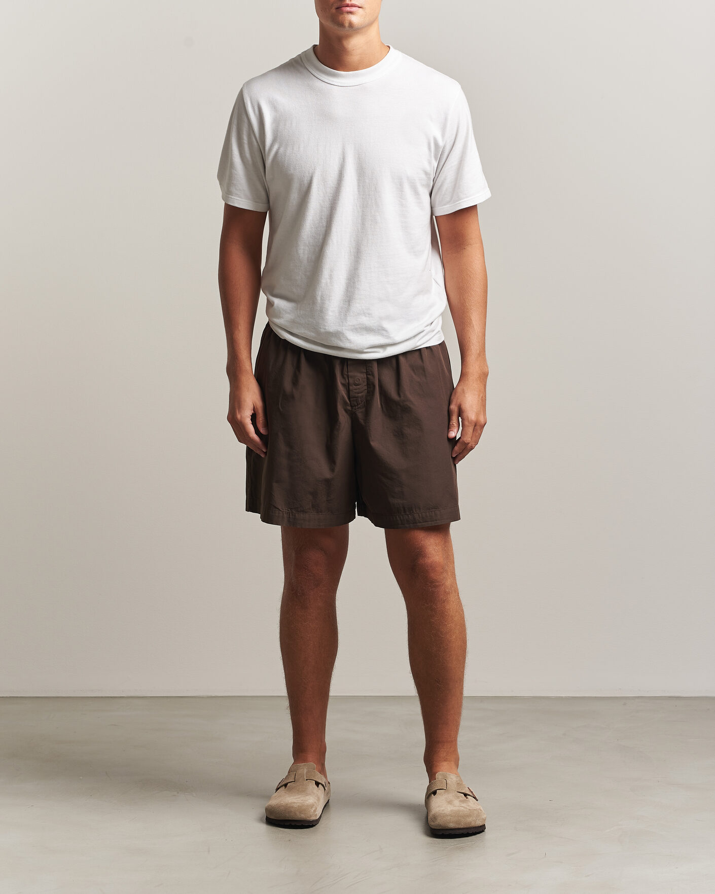 Hombres | Pijamas y batas | Tekla | Poplin Pyjama Shorts Coffee