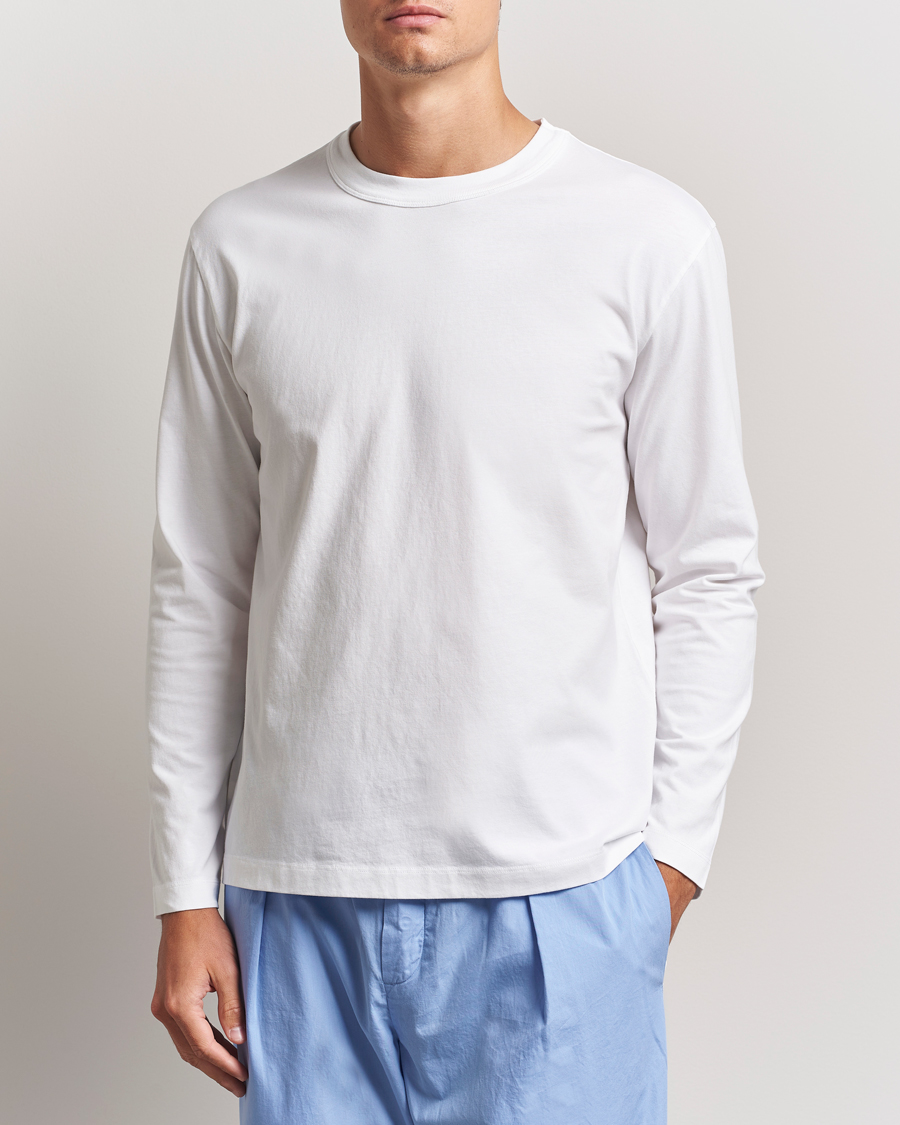 Hombres | Camisetas | Tekla | Organic Cotton Long Sleeve T-Shirt White