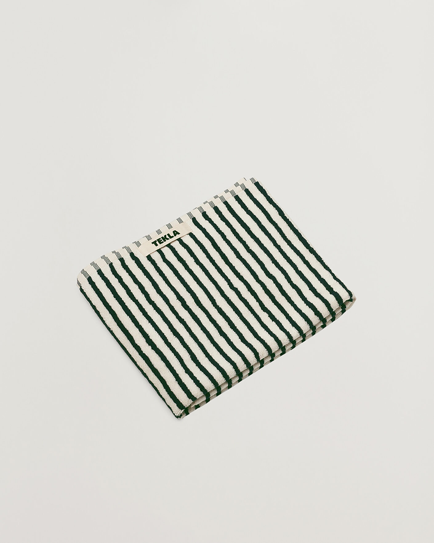 Hombres | Telas | Tekla | Organic Terry Hand Towel Racing Green Stripes