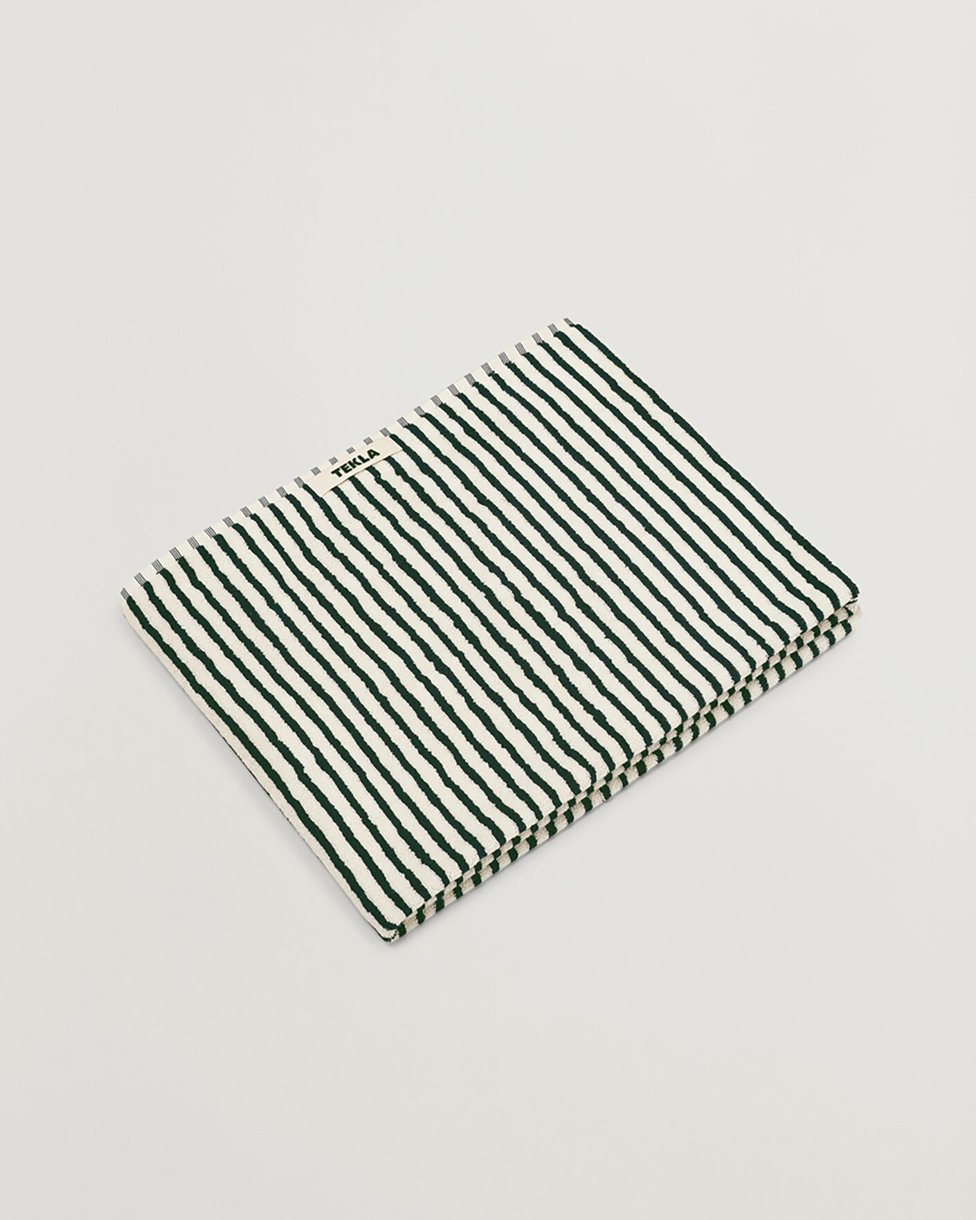 Hombres | Tekla Organic Terry Bath Towel Racing Green Stripes | Tekla | Organic Terry Bath Towel Racing Green Stripes