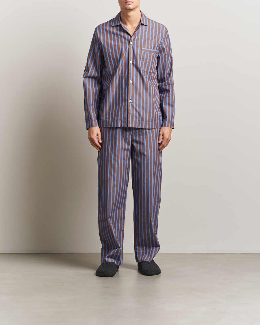 Hombres | Pijamas y batas | Tekla | Poplin Pyjama Shirt Chestnut Stripes