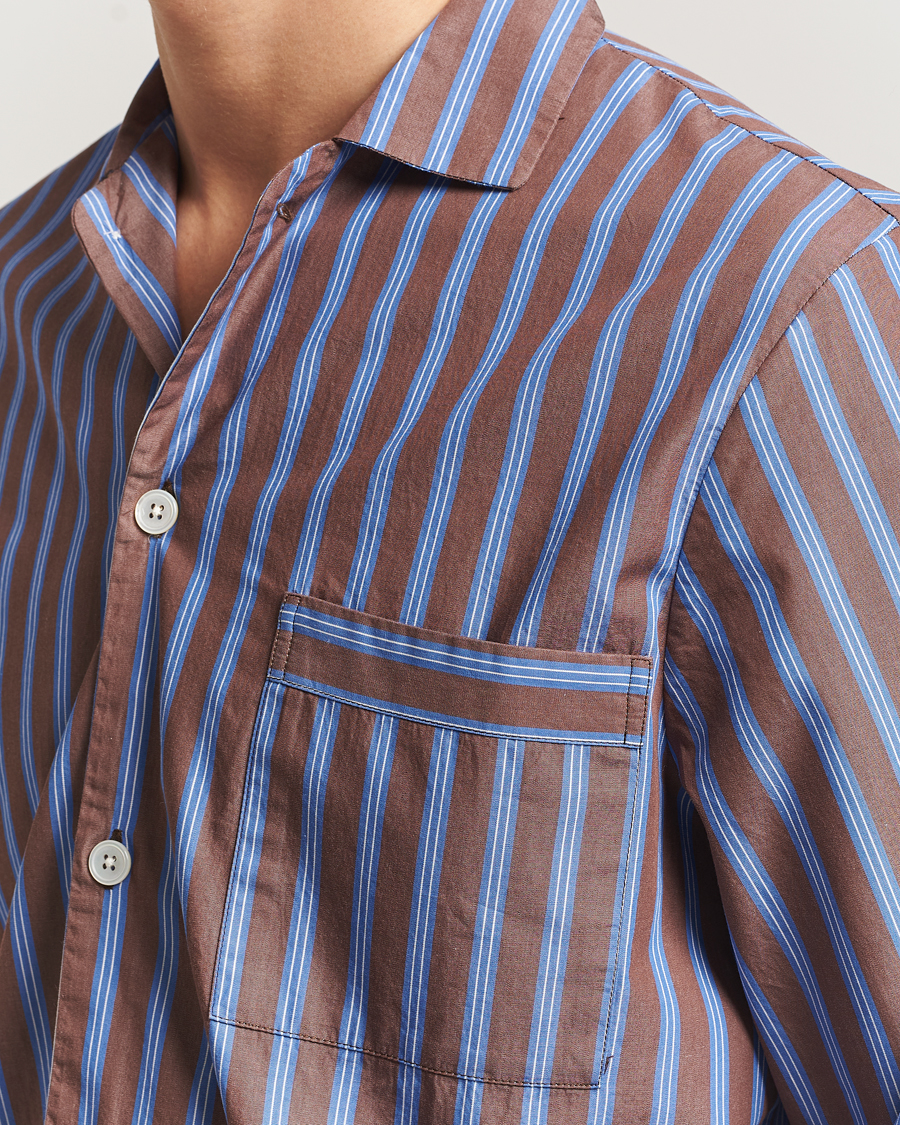 Hombres | Pijamas y batas | Tekla | Poplin Pyjama Shirt Chestnut Stripes