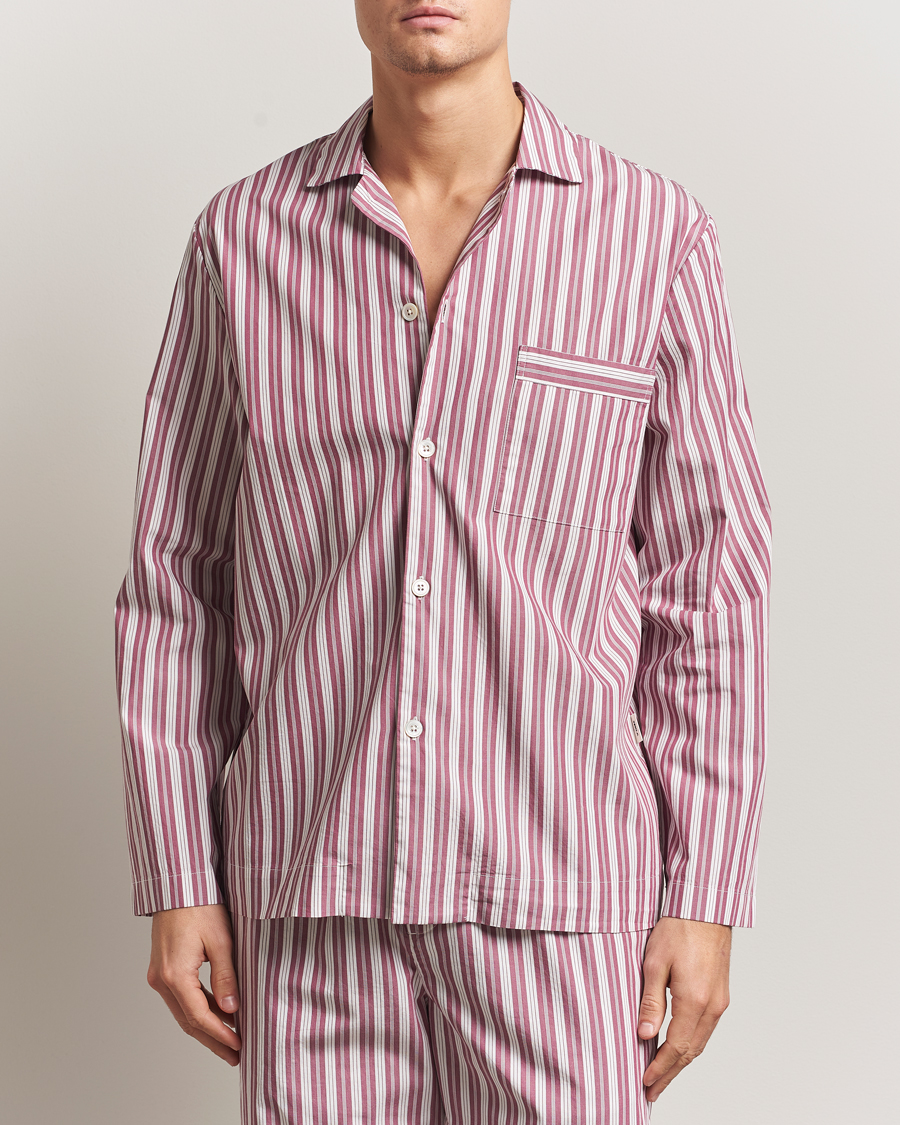 Hombres | Pijamas y batas | Tekla | Poplin Pyjama Shirt Rhubarb Stripes