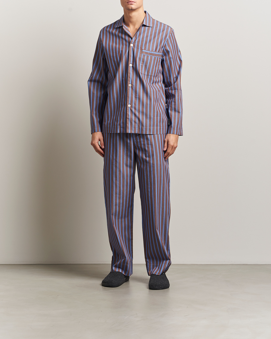 Hombres | Pijamas y batas | Tekla | Poplin Pyjama Pants Chestnut Stripes
