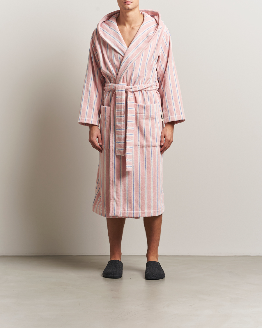 Hombres | Pijamas y batas | Tekla | Organic Terry Hooded Bathrobe Candy Stripes