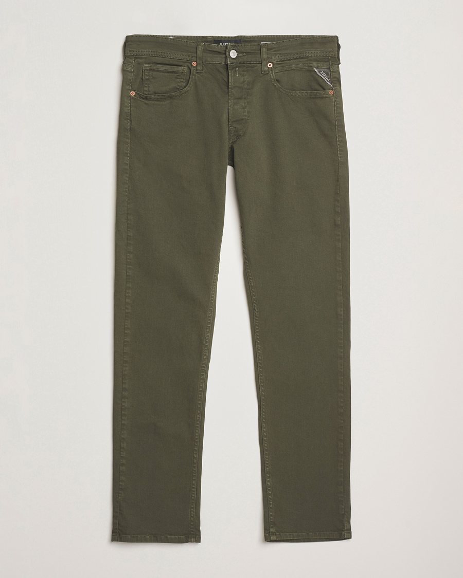 Hombres | Pantalones | Replay | Grover Bullstretch 5-Pocket Pants Dark Green