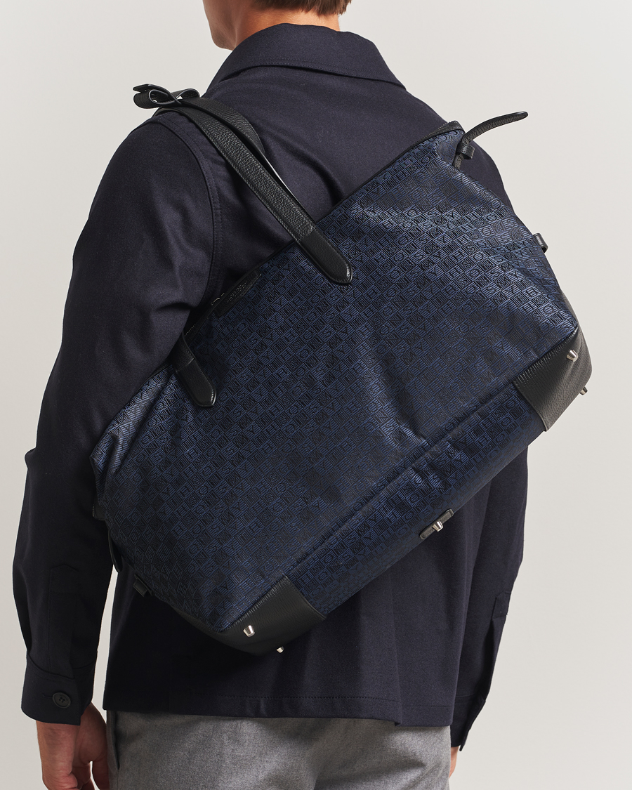 Hombres | Bolsos | Smythson | Canvas Stamp Small Travel Bag Navy